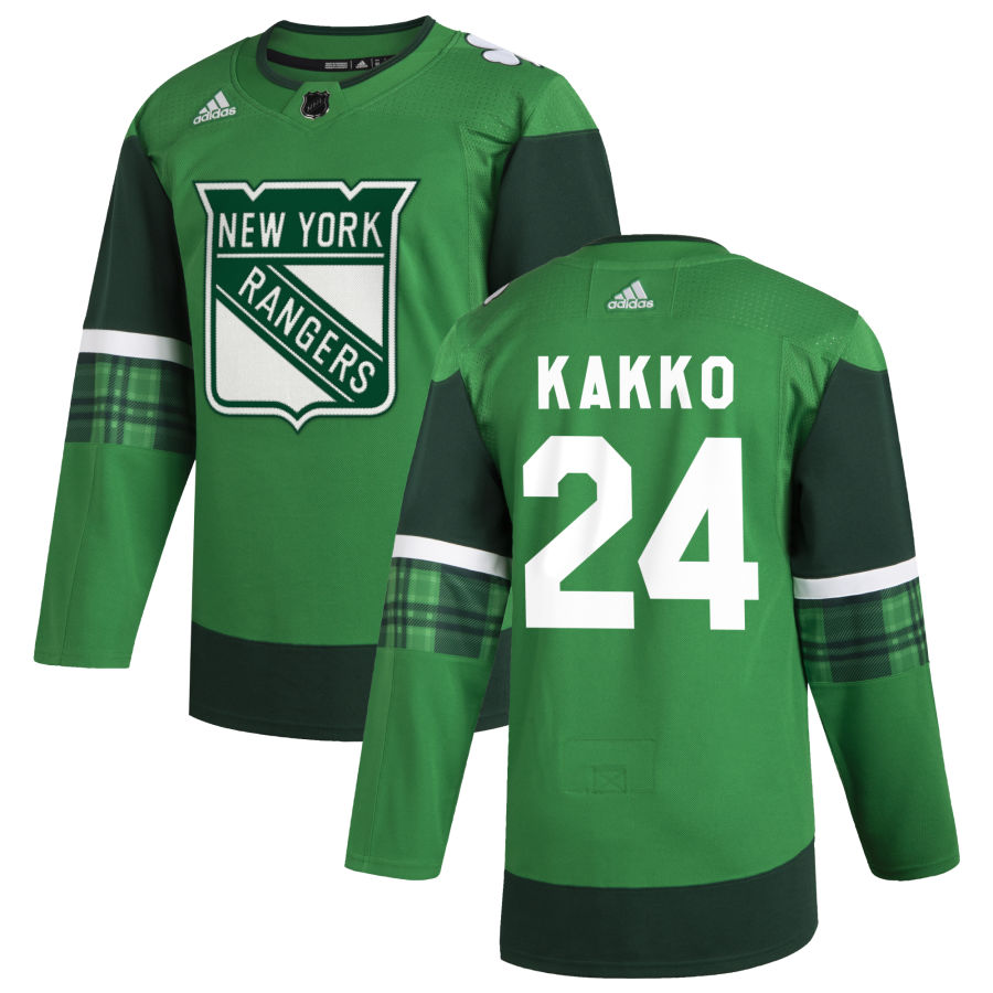 New York Rangers #24 Kaapo Kakko Men Adidas 2020 St. Patrick Day Stitched NHL Jersey Green->dallas stars->NHL Jersey